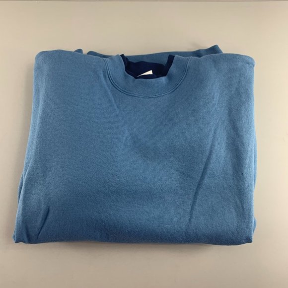 Hanes Light Blue Solid Double Collar Sweatshirt Size Large 42 - 44 Vintage - Picture 3 of 5